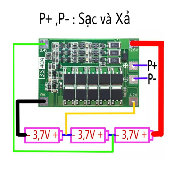 Mạch sạc pin 3s bảo vệ pin dòng 20A, 40A dùng cho pin 18650