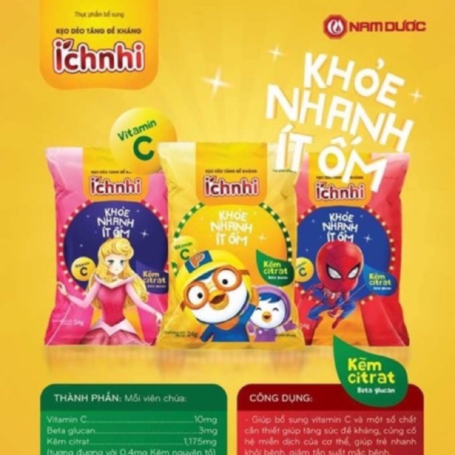 Kẹo dẻo ích nhi tăng cường đề kháng cho bé