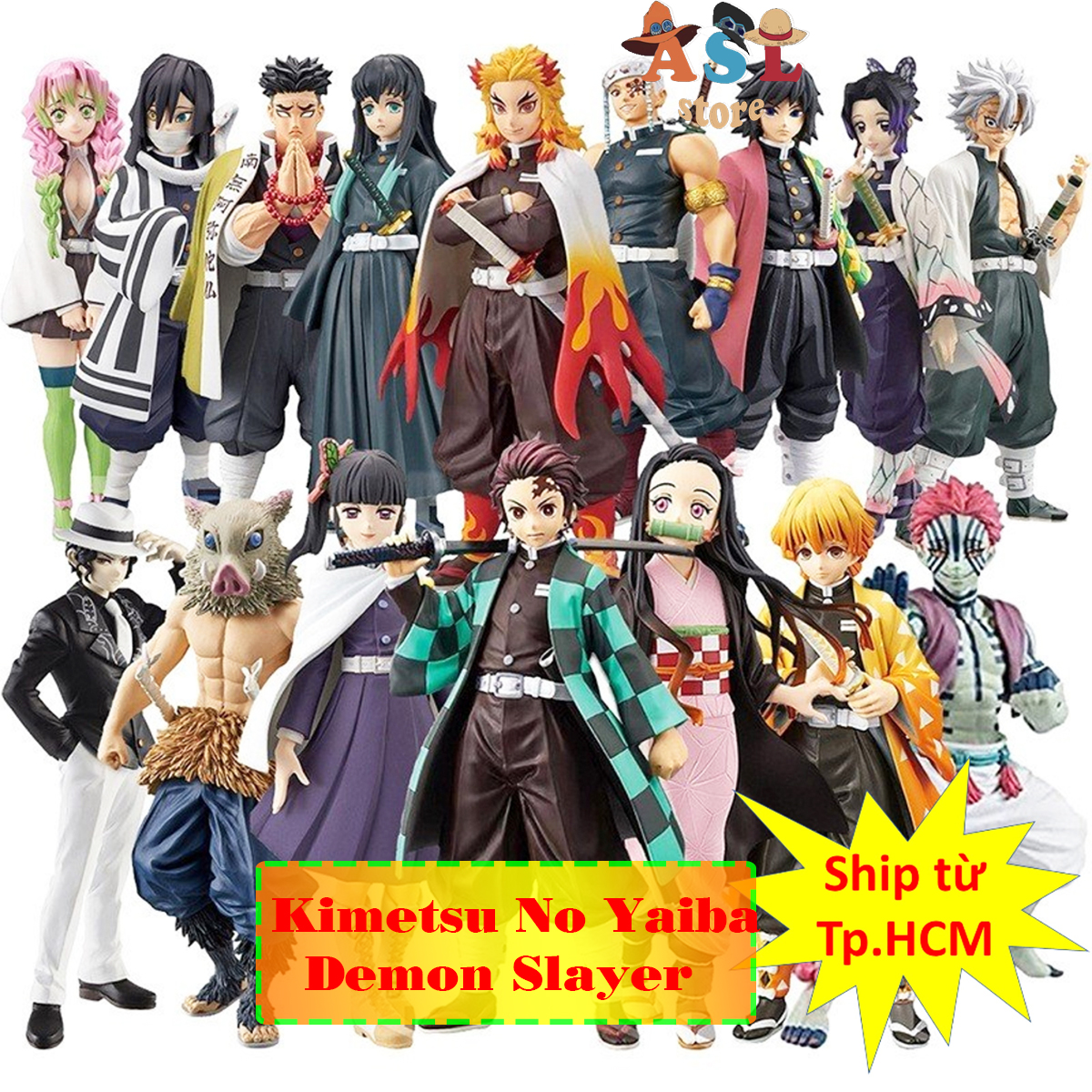Mô hình Kimetsu No Yaiba Demon Slayer, thanh guom diet quy figure anime, tanjiro, zenitsu - Vũ mô hình