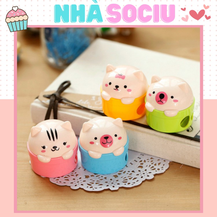 Gọt bút chì chuốt bút chì có 2 đầu gọt hình gấu con cảm xúc đáng yêu Sociu