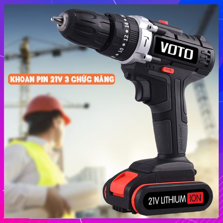 [ Xả Hàng ] MÁY KHOAN PIN VẶN VÍT VOTO 21V CÓ ĐÈN SOI SÁNG - TỐC ĐỘ KHÔNG TẢI LÊN TỚI 1850 VÒNG/PHÚT - BẮT VÍT TỐC ĐỘ 700 VÒNG/PHÚT, 25 CẤP TRƯỢT TRÁNH NHỜN RĂNG - NHỎ GỌN DỄ DÀNG SỬ DỤNG