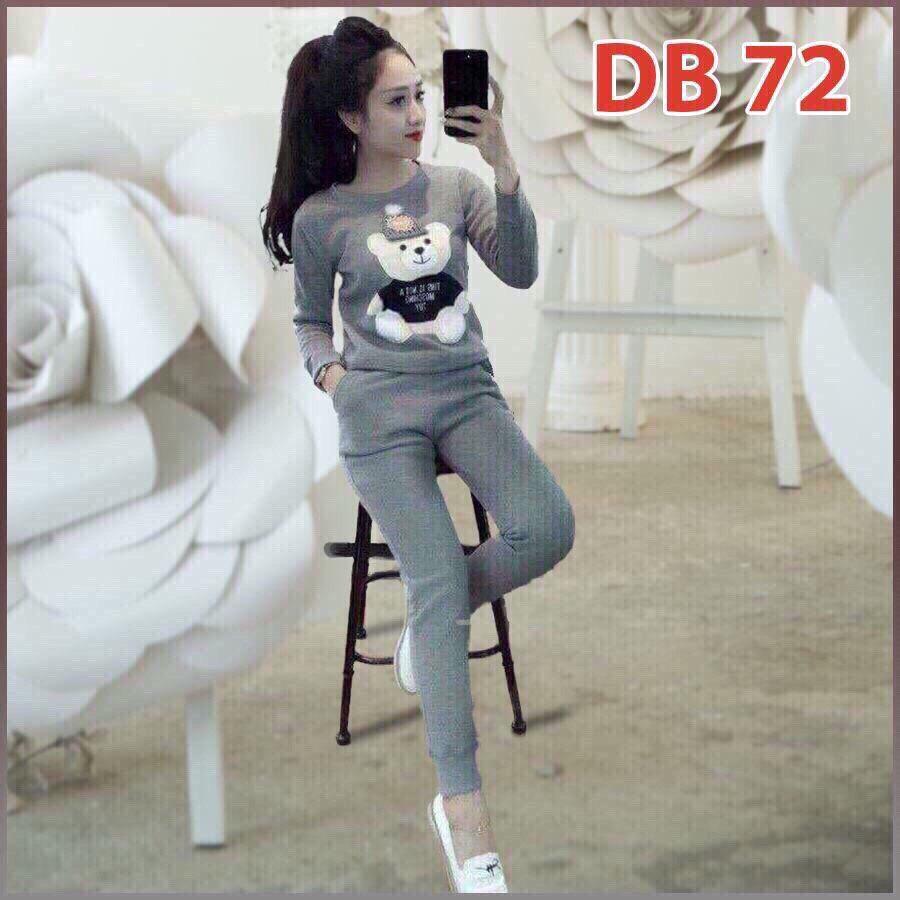 Dồ bộ thun chữ in gấu clover thời trang dưới 53 kg.