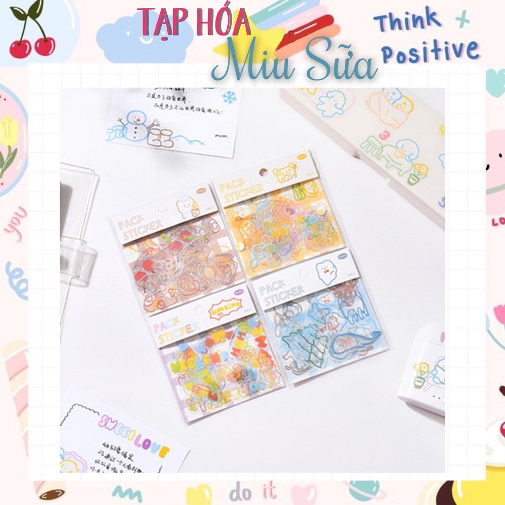 Set 40 sticker dạng PET trang trí xinh xắn cute - MiuSua