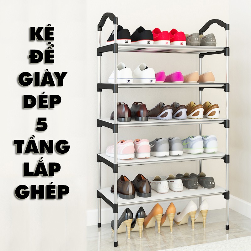 Kệ để giày dép 5 tầng inox - giá đựng giày dép trong nhà