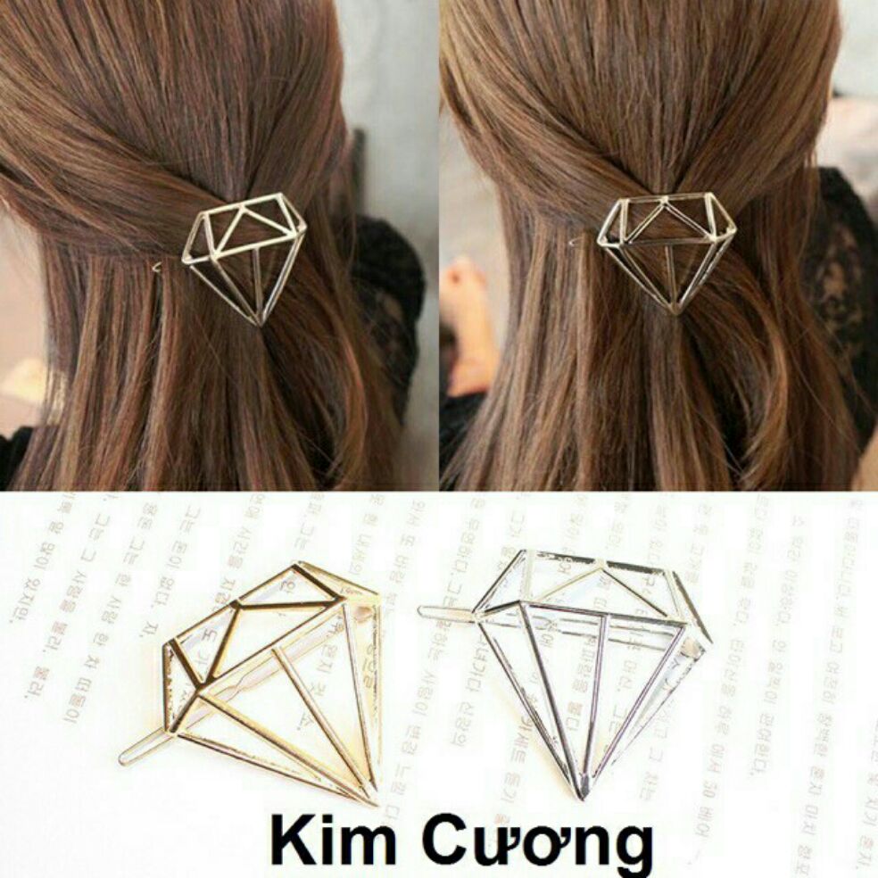 Kẹp tóc Hàn Quốc Hình kim cương màu vàng (ảnh thật)