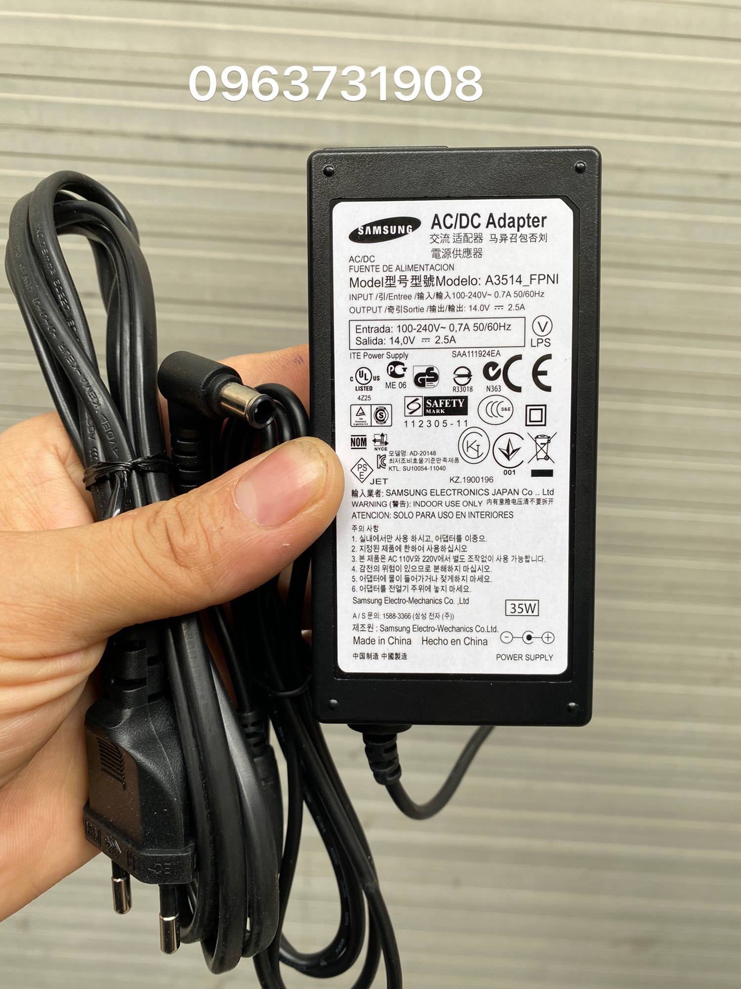 Dây nguồn màn hình Samsung 14V 2.5A hàng cao cấp