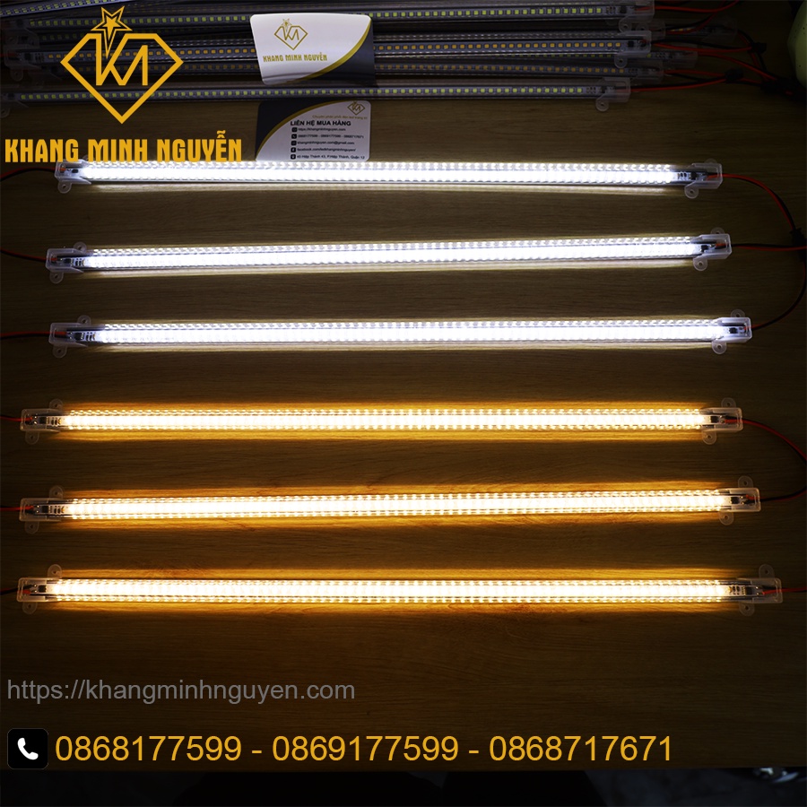 Combo 5 thanh - led thanh 220v 0,5m - 1 hàng bóng chip 2835 smd siêu sáng có bọc nhựa màu trắng 6000k và vàng 3000k