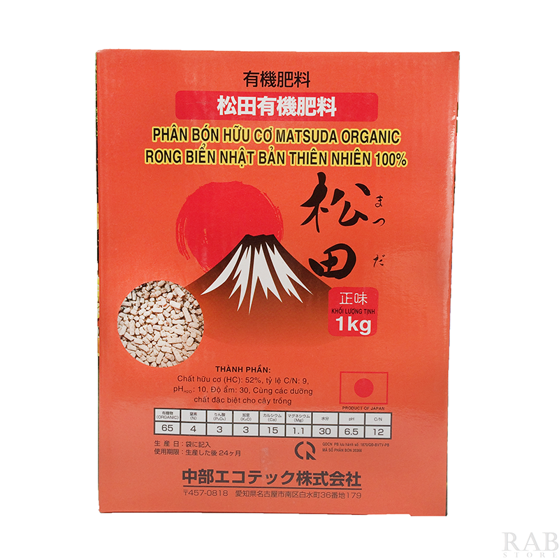 [HCM]Phân bón hữu cơ Matsuda Organic rong biển sản phẩm phân bón hữu cơ từ Nhật Bản thành phần thiên nhiên 100% trọng lượng 1Kg - rab.store