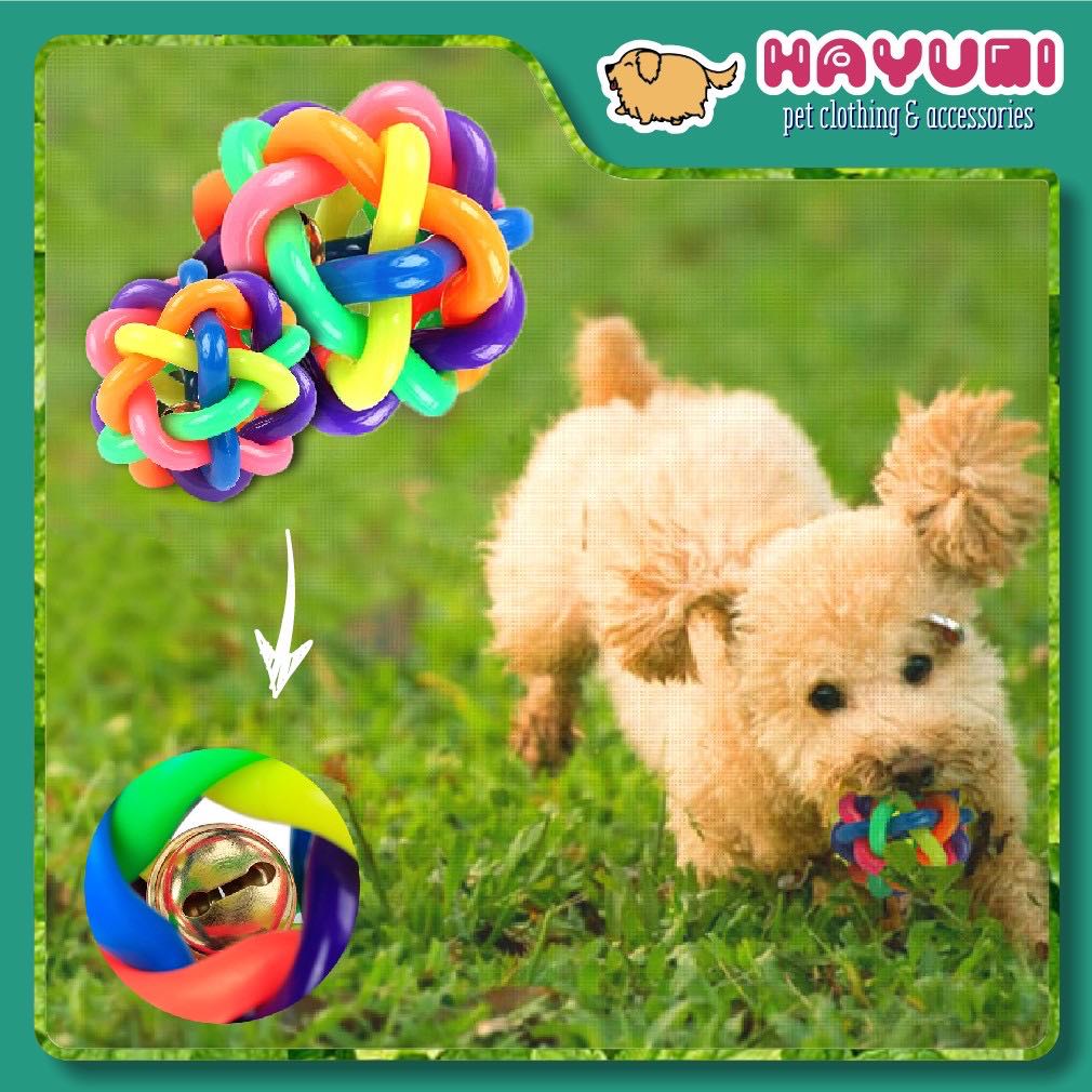 ĐỒ CHƠI CHO CHÓ MÈO - BÓNG NHỰA DẺO 7 MÀU KÈM CHUÔNG - MADDIE PETSTORE