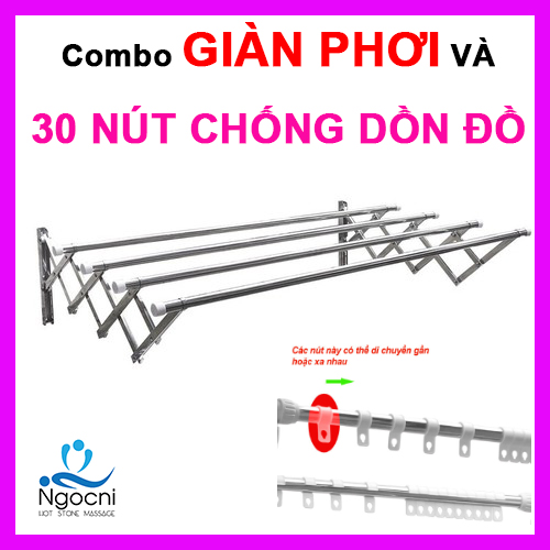 [HCM]Giàn Phơi Quần Áo Inox 1m2 Giá Phơi Thông Minh cao cấp Prota + 30 Nút Chống Dồn Quần Áo