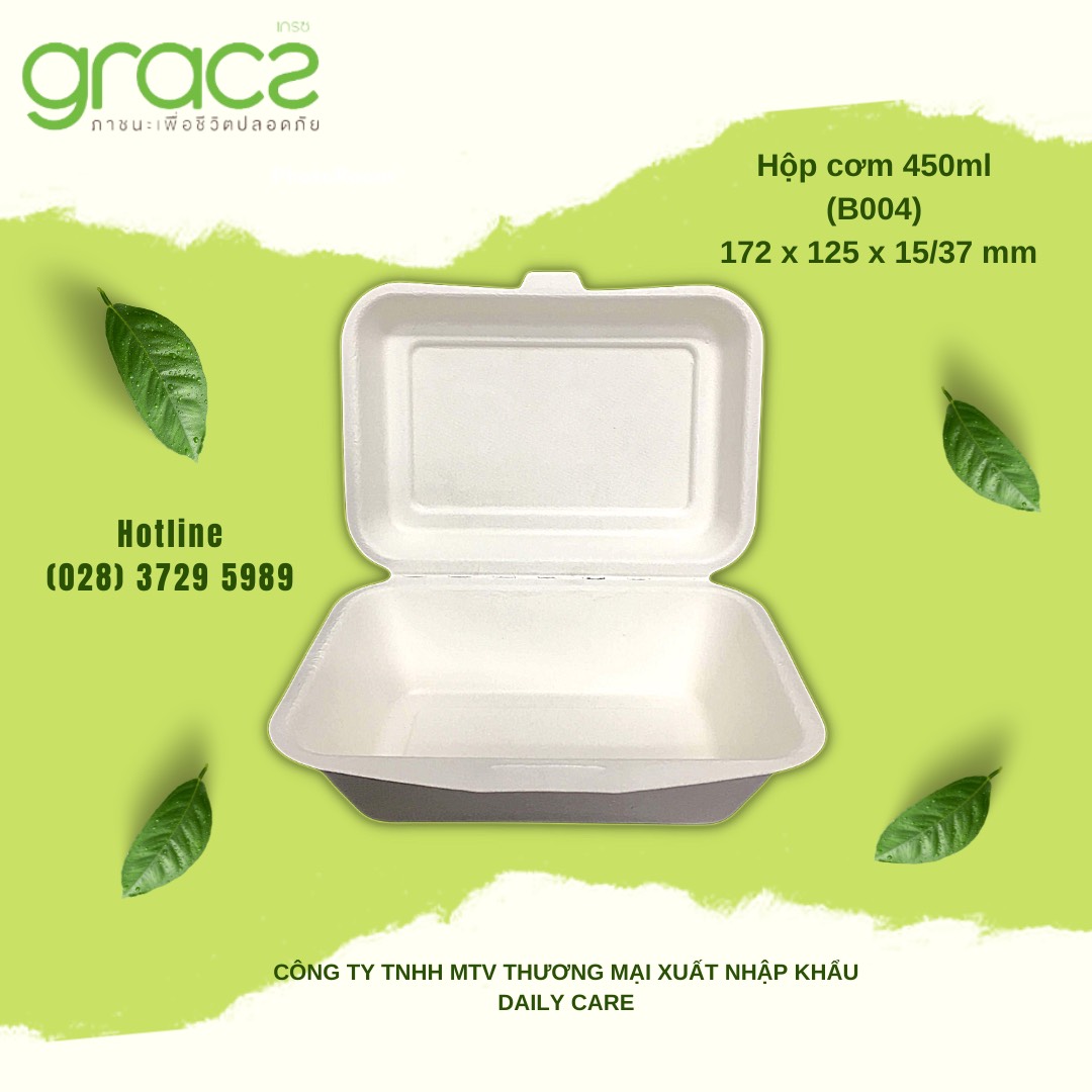 50 Hộp cơm bã mía Thái Lan 450ml (trắng)