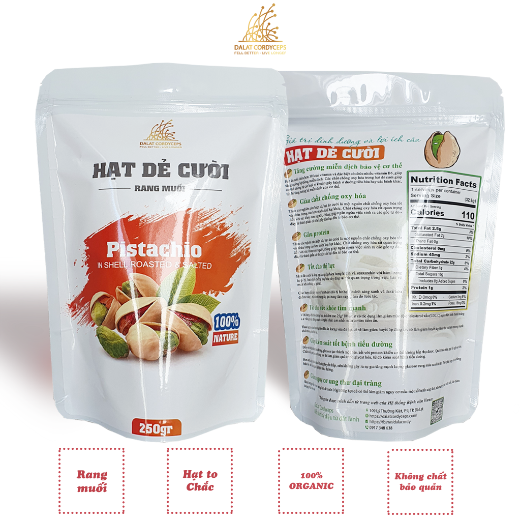 Hạt dẻ cười rang muối - Dalat Cordyceps - loại cao cấp