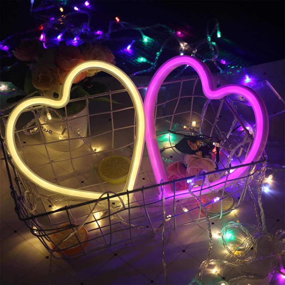 Đèn trang trí phòng ngủ NEON trái tim - Decor trang trí - Đèn Led - Nhiều màu sắc sinh động