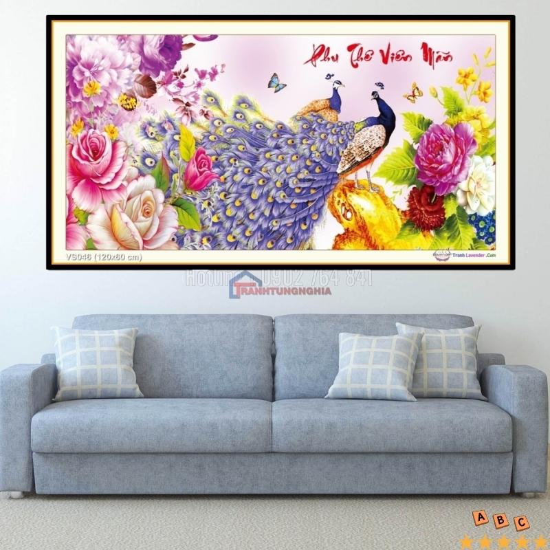 Tranh đính đá công phu thê viên mãn 1m20 x 60cm - 1m50 x 70cm
