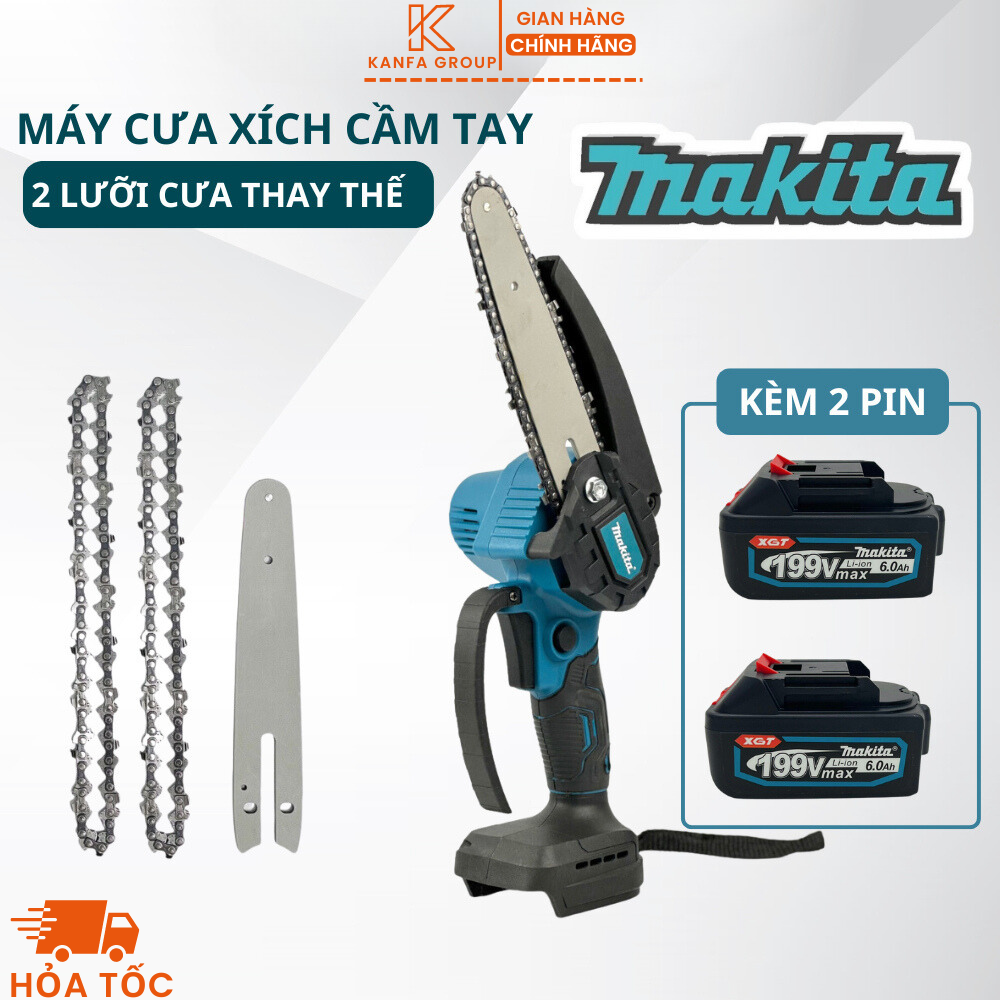 Máy cưa xích cầm tay, máy cưa mini dùng pin hitachi 199v pin khủng 10cell cưa gỗ cầm tay máy siêu khỏe - máy cưa xích chạy pin cao cấp