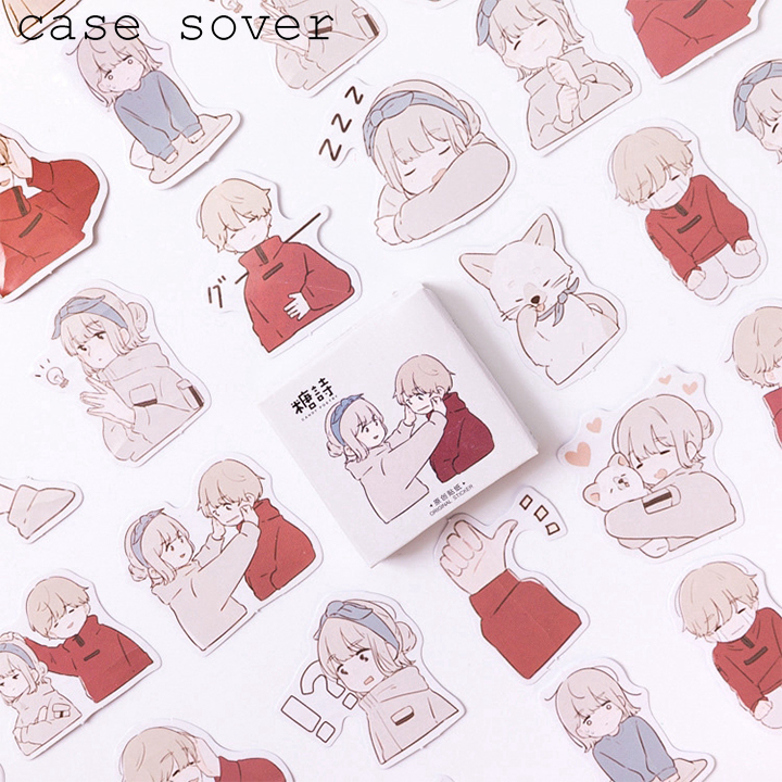 Hộp 45 Sticker Chủ Đề Cặp Đôi Cute Trang Trí Planner - Case Sover