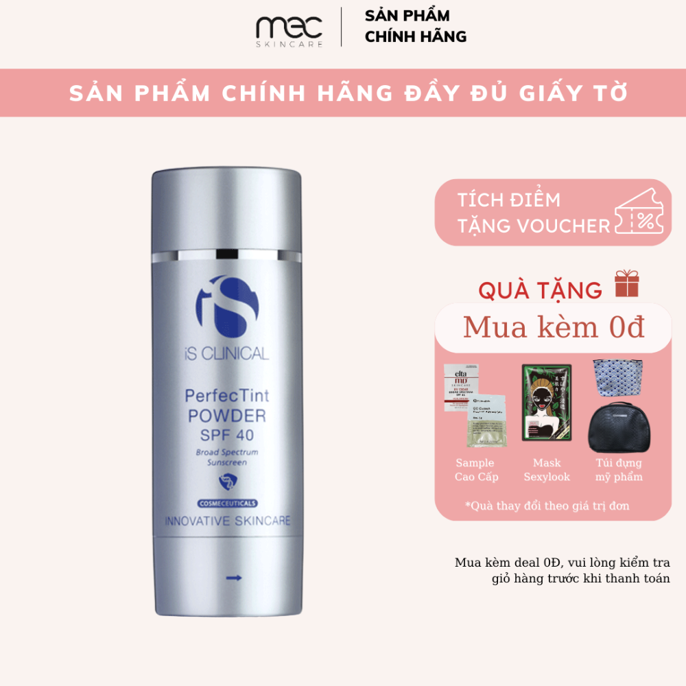Bộ phấn phủ chống nắng iS Clinical Perfectint Powder SPF40 Cream/Ivory Hàng Công Ty - Mecskincare