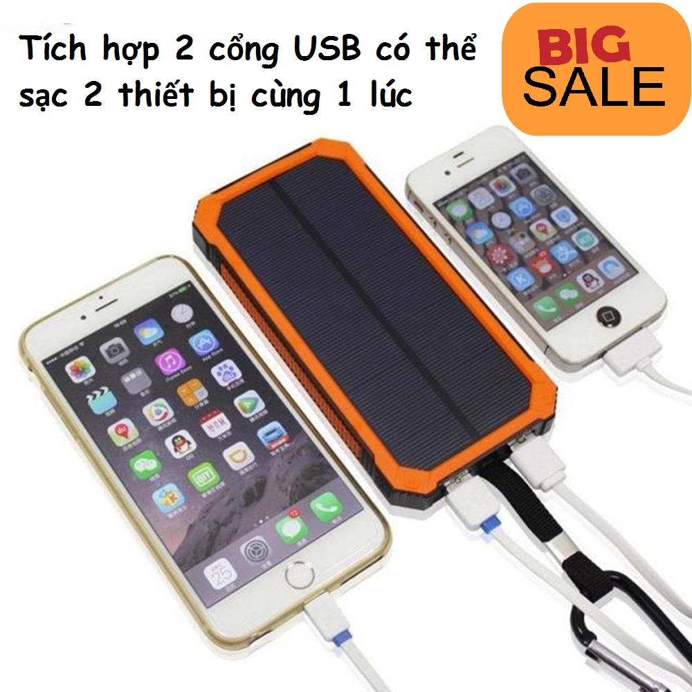 [HCM]Pin sạc dự phòng năng lượng mặt trời pin Lithium Polymer cao cấp / Pin Sạc Dự Phòng Năng Lượng Mặt Trời 20000 Mah Có Đèn Pin Có Tích Hợp Sạc Nhanh - Tiện Lợi cho du lịch phượt mà không lo hết điện