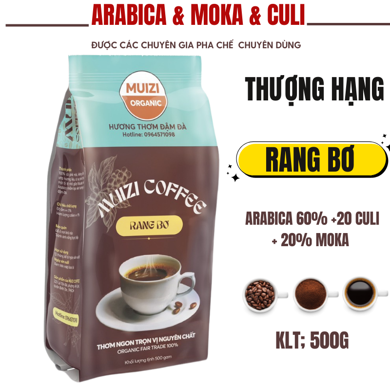 Cà phê hạt nguyên chất, cà phê arabica rang rơ 60% arabica i+ 20% m0ka + 20% culi 500g loại thượng hạng