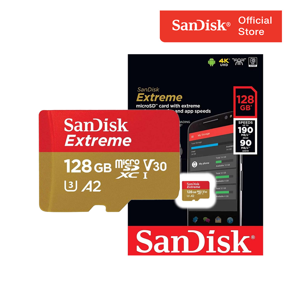 Thẻ Nhớ MicroSDXC SanDisk Extreme V30 A2 128GB 190MB/s SDSQXAA128GGN6MN