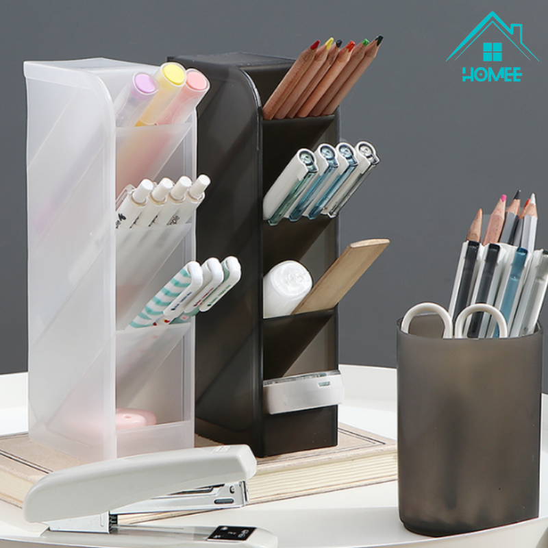 Hộp đựng bút để bàn dạng giá chéo đa năng nhiều ngăn giúp sắp xếp không gian gọn gàng cho bàn làm việc, văn phòng