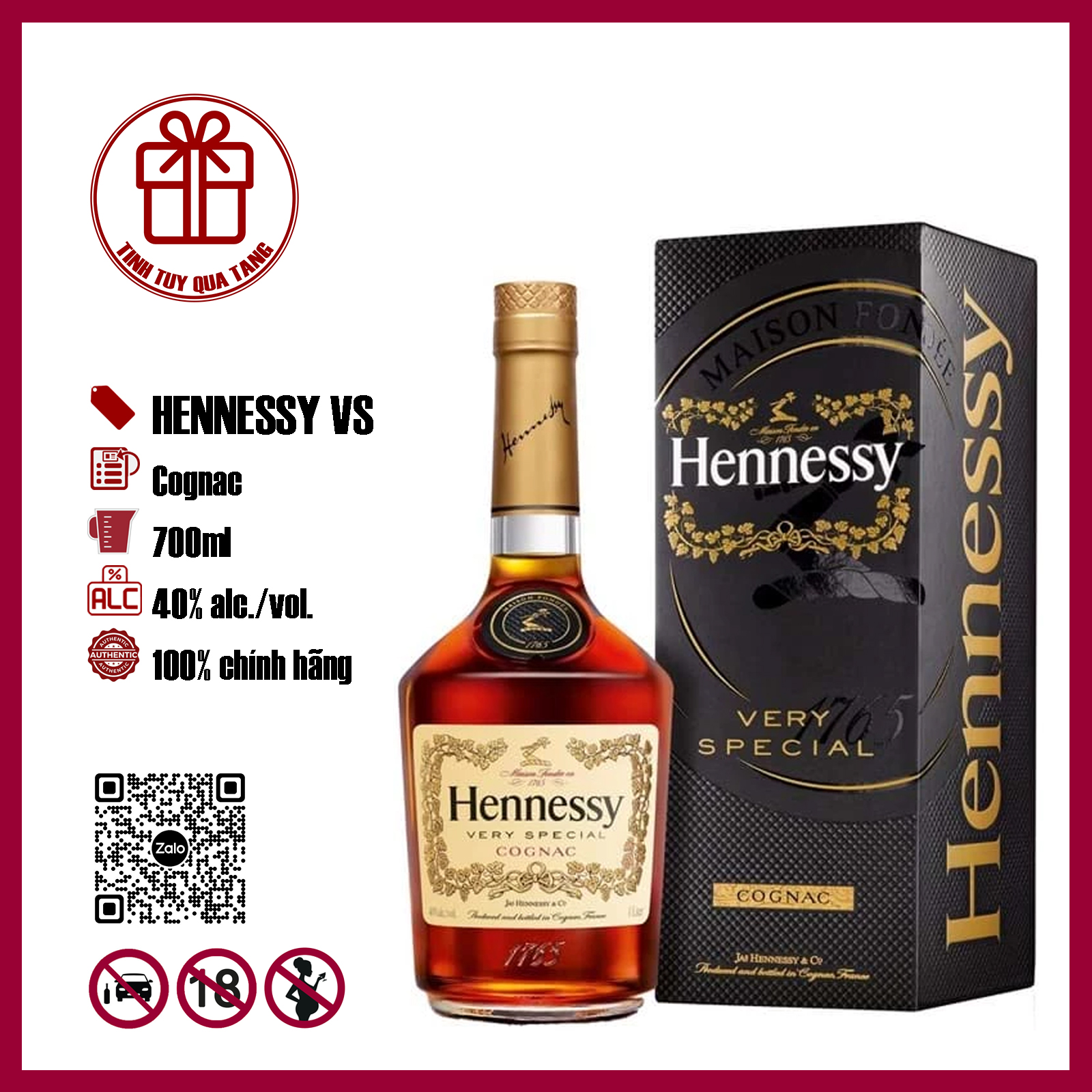 Hennessy Cognac VS dung tích 700ml nồng độ 40%