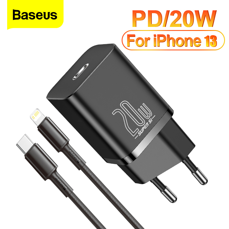 Baseus Super Si USB C Sạc PD 20W Cho iPhone 14 13 Pro Max 12 Loại Mini C PD Nhanh Sạc Di Động Sạc Điện Thoại Đối Với iPhone X 11 Pro Max Samsung Huawei Xiaomi