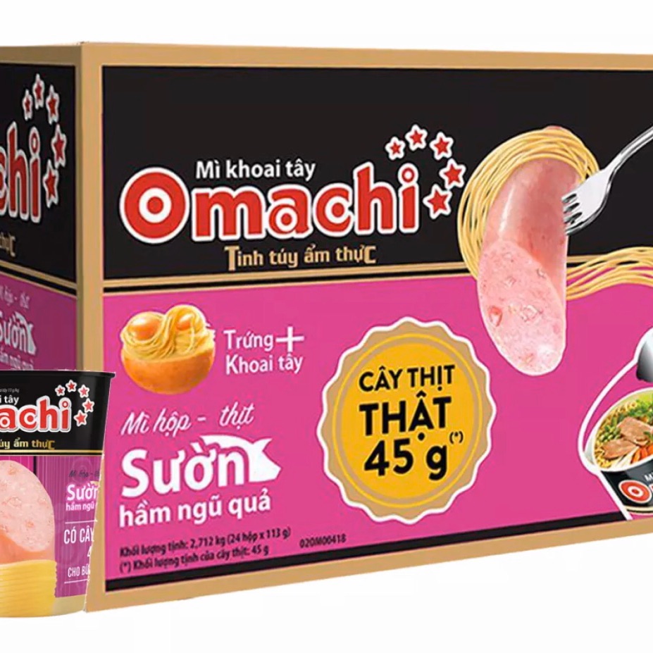 Mì Omachi sườn hầm ngũ quả ly có thịt 113gam