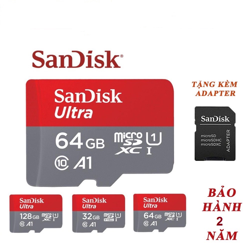 Thẻ nhớ microsdhc sandisk ultra 32gb 64gb 128gb upto 80mb/s