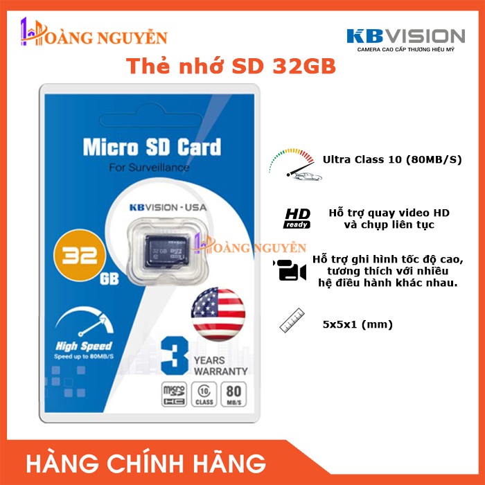 [HCM][NHÀ PHÂN PHỐI] Thẻ nhớ Micro SD KBVISION 32GB Ultra class 10  bảo hành chính hãng- Công Nghệ Hoàng Nguyễn