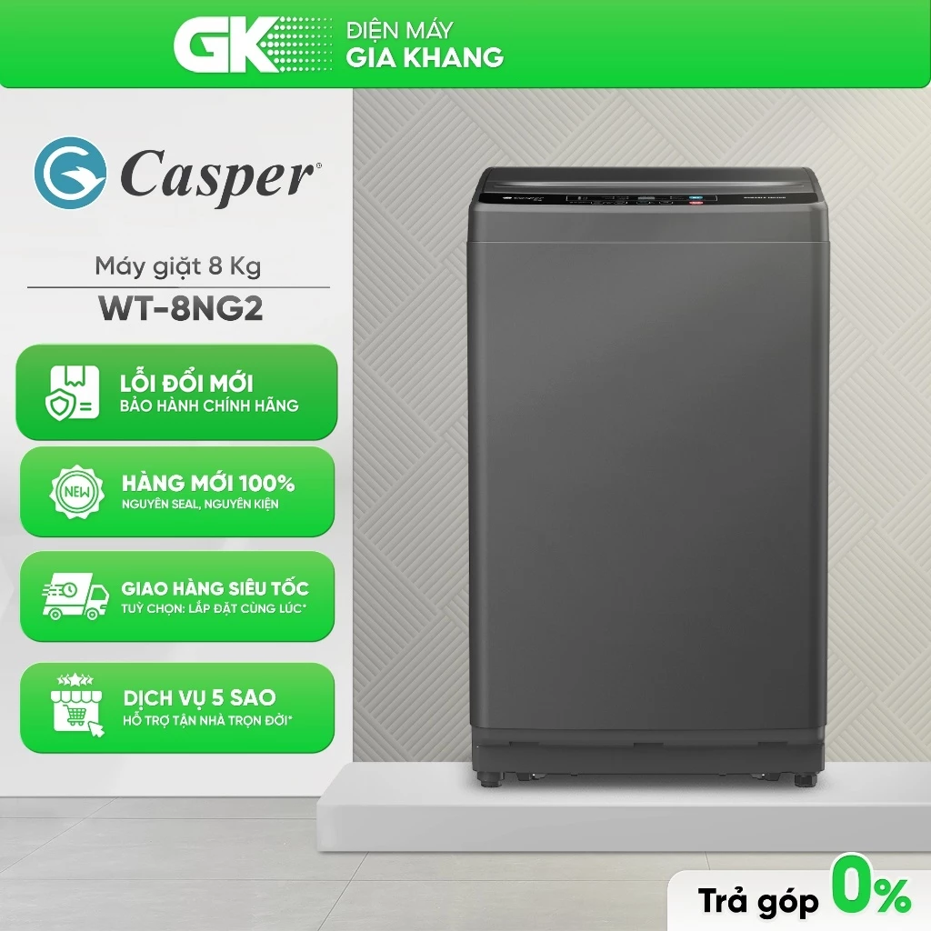 Máy giặt lồng đứng 8 kg ecowash casper wt-8ng2 - freeship hcm - giao toàn quốc