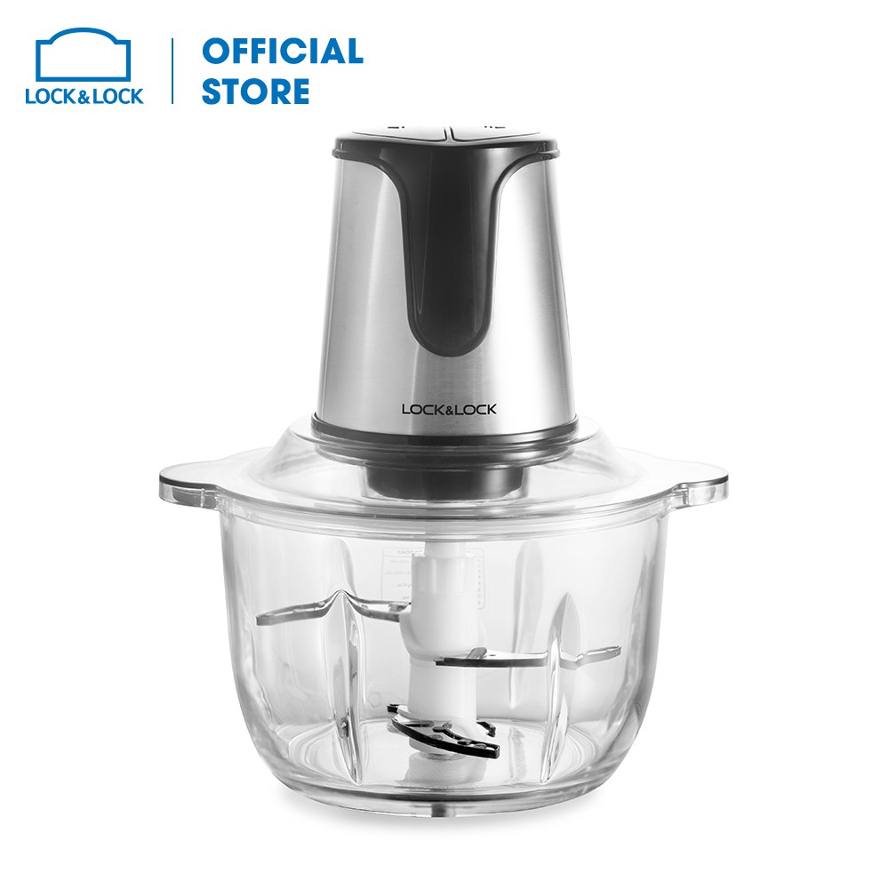 Máy xay thịt cối thủy tinh 2 lưỡi dao kép lock&lock ejm171 - hàng chính hãng