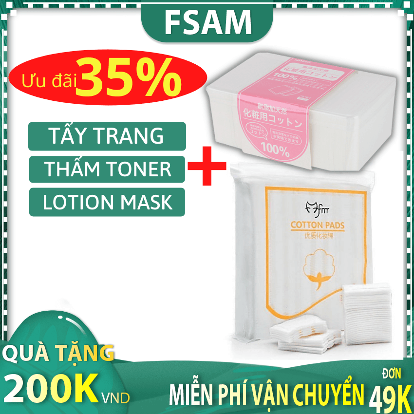 Combo Bông Tẩy Trang 222 Miếng Và Bông Thấm Toner 1000 Miếng MINISO Nhật bản