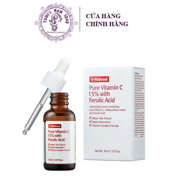 Tinh chất dưỡng sáng da, mờ thâm by wishtrend pure vitamin c 15% with ferulic acid 30ml