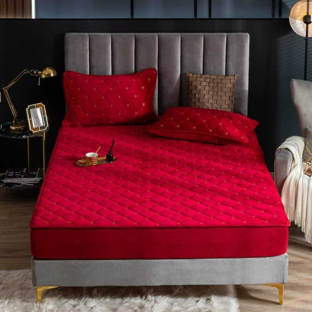 Set ga gối nỉ nhung muji chần bông thêu