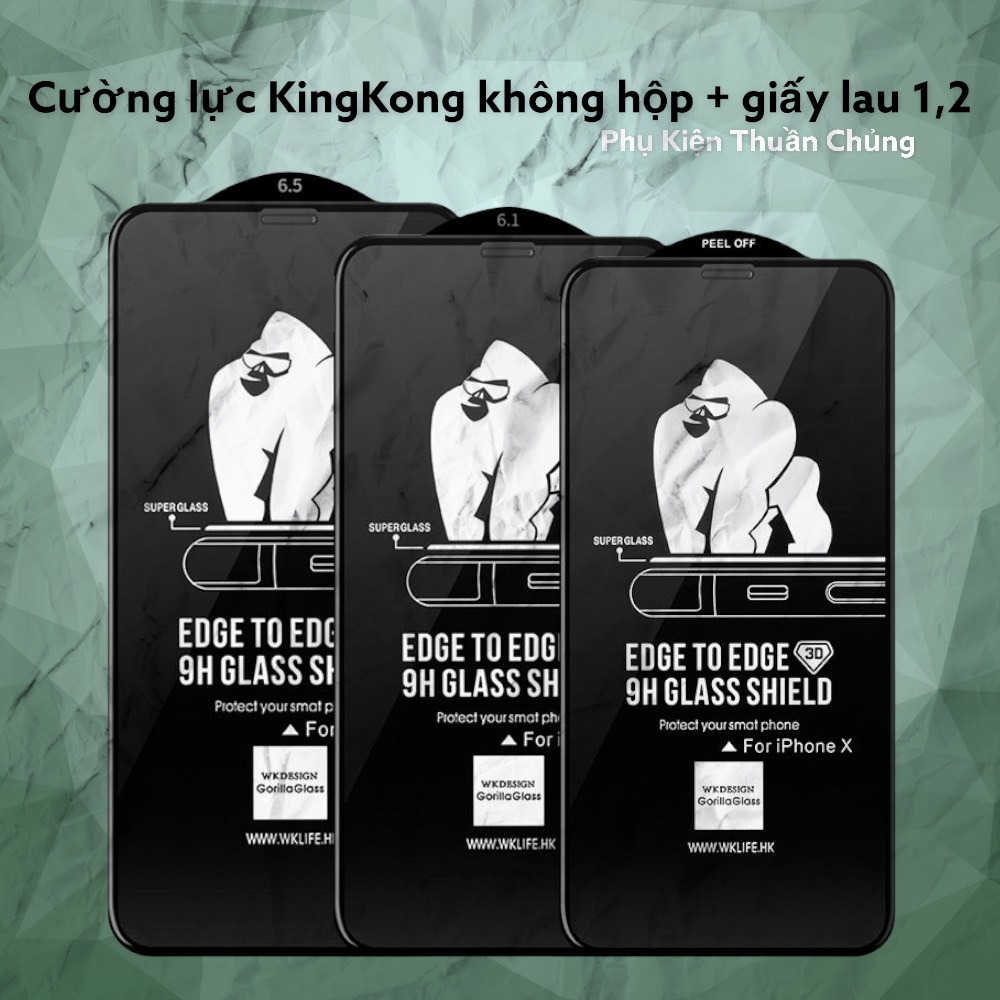 [HCM] Miếng dán kính cường Lực iP 3D WK KingKong (KHÔNG HỘP) dành cho iPhone 16,16 Pro max, plus 15, 15 Pro max, 15Plus 6Plus 7Plus 8 Plus X Xr XsMax ip11 ip11 pro ip 11promax,12,12 pro,12promax,13,13Pro,13Promax, 14, 14 Pro max, 14Plus