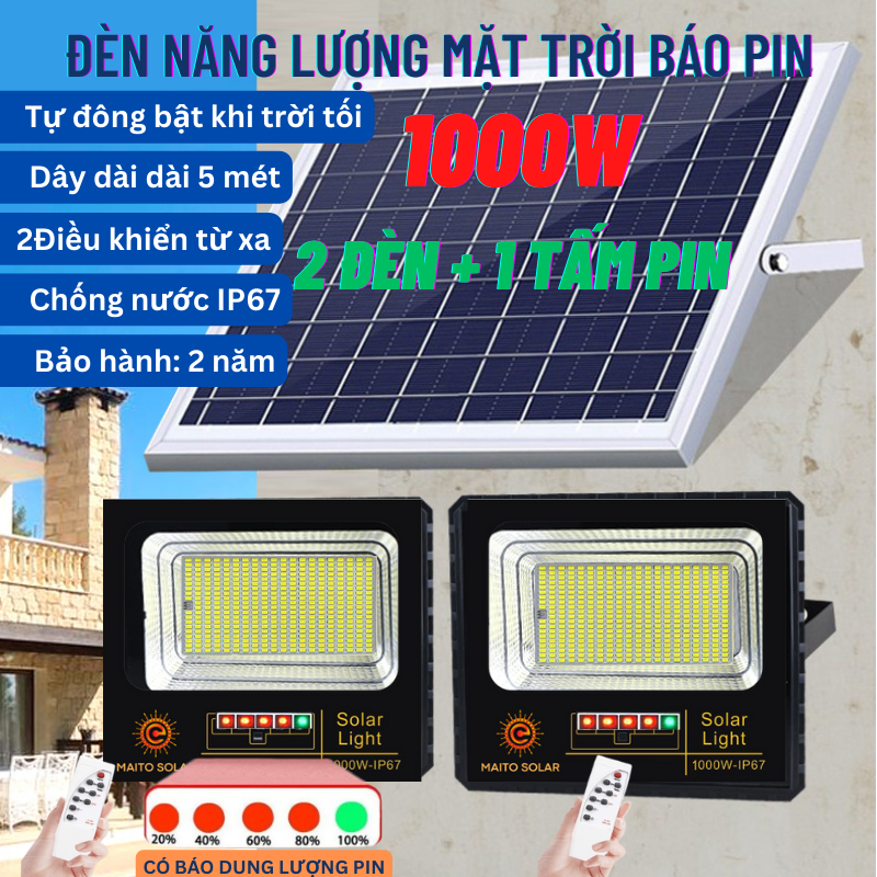 Đèn led năng lượng mặt trời Đèn năng lượng măt trời Chống Nước IP 67 Tiết Kiệm Điện Năng BH 2 Năm LED THẮNG TRANG