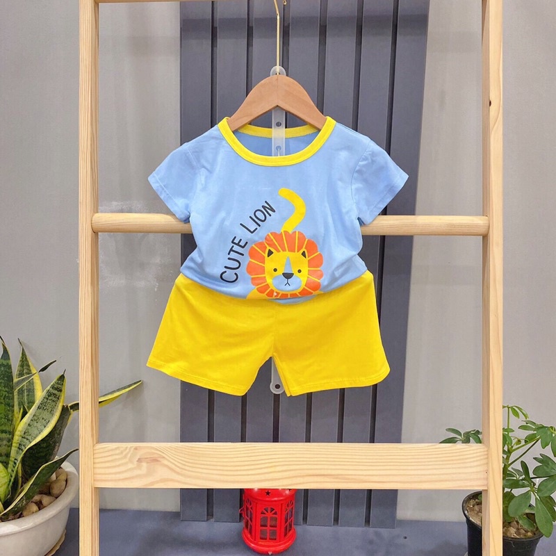 Bộ quần áo cho bé trai bé gái CỘC TAY in hình THÚ chất THUN LẠNH mềm mại cho bé, bộ đồ cho bé trai, quần, đồ bé trai, đồ trẻ em, đồ khủng long trẻ em, đồ e bé trai, quần áo trẻ em, bộ bé gái, bộ cộc bé gái, bộ quần áo