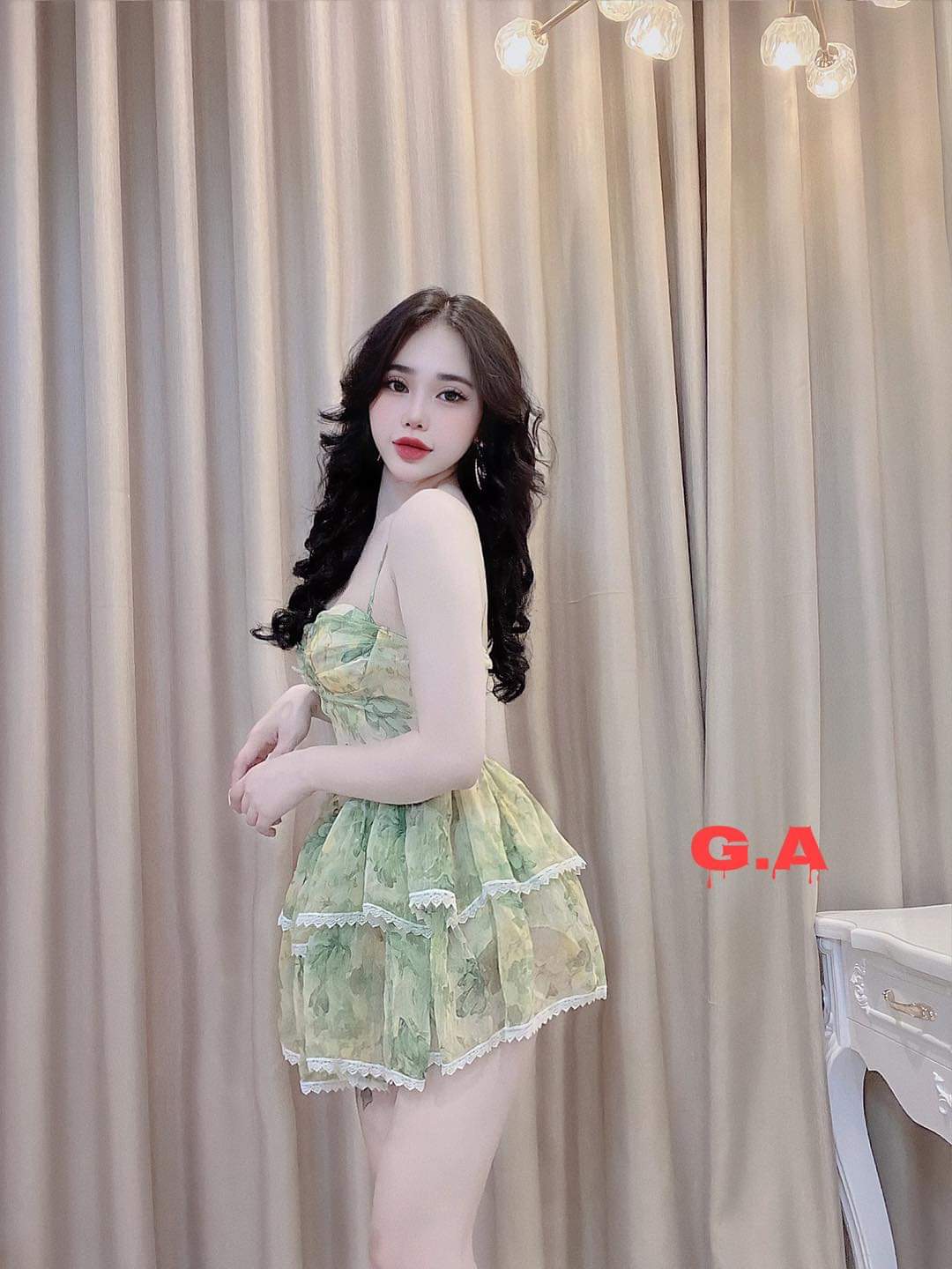 Đầm voan phối ren tầng mẫu mới xinh ldt922