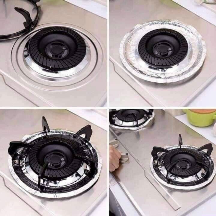 [HCM]Giấy Bạc Lót Viền Bếp Ga Tròn Chống Dầu Mỡ Giữ Bếp Luôn Sáng Bóng  (1SET 10 CÁI )