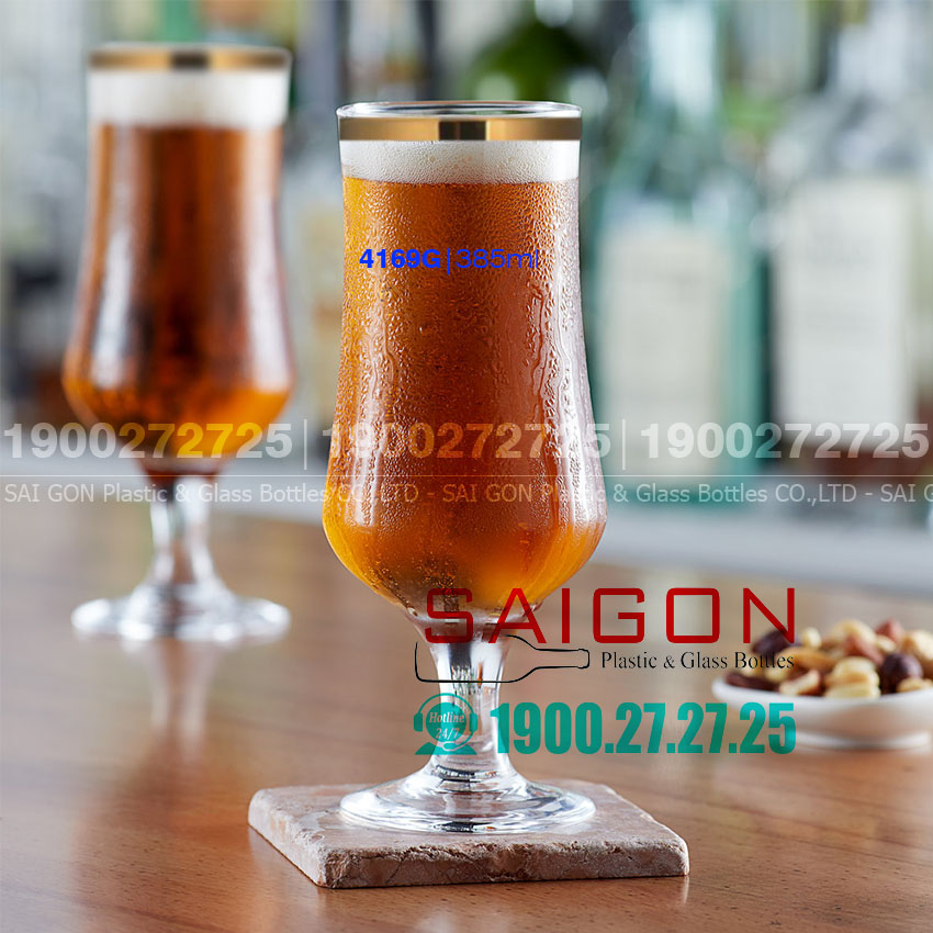 Ly Thủy Tinh Pasabahce Maldive Tulipe Gold Glass 385ml | Nhập Khẩu Thổ Nhĩ Kỳ