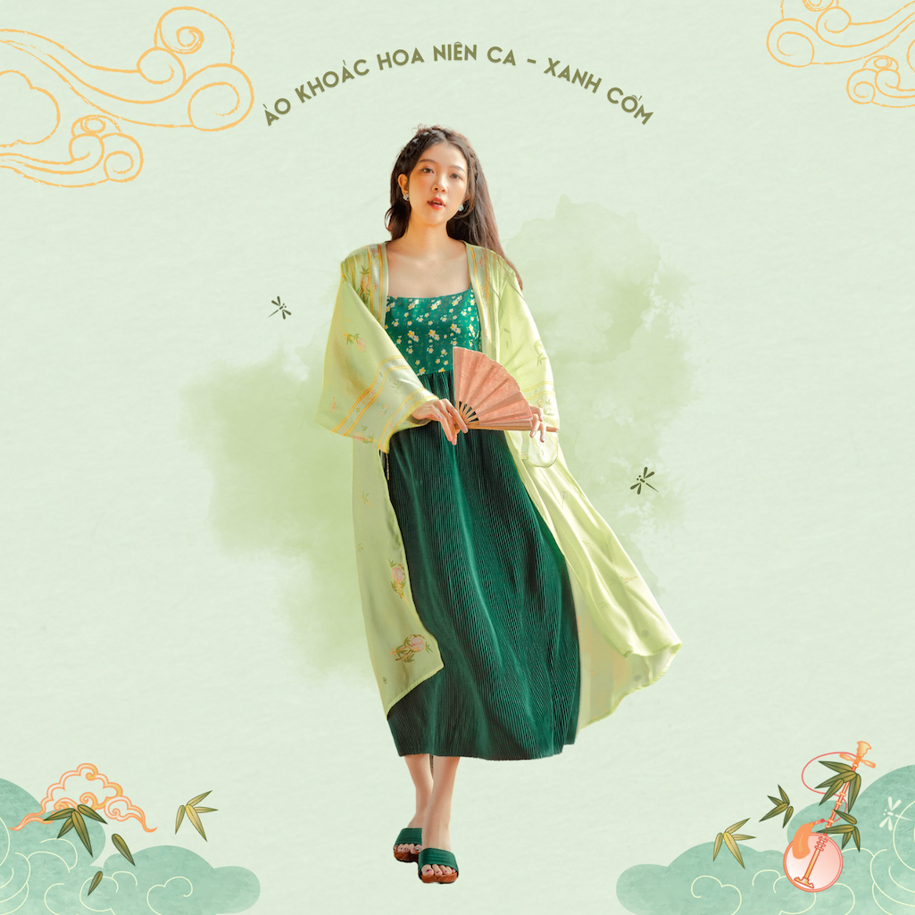 Sumire Store Áo khoác in Hoa Niên Ca - Xanh cốm