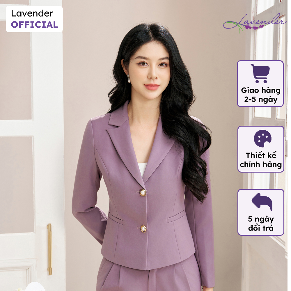 Áo vest nữ công sở lavender màu tím cổ ve 2 cúc v2930