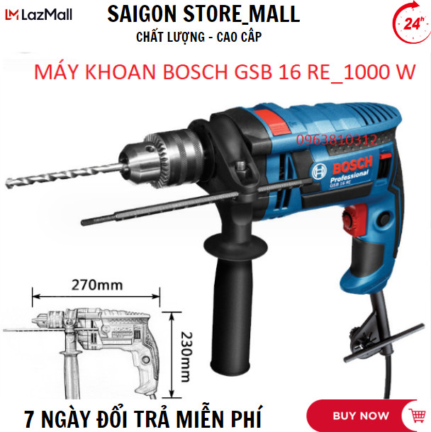 Bộ Máy Khoan Bosch GSB 13 RE - Máy Khoan Gia Đình Khoan động lực Bosch GSB 13 RE - SET Hộp nhựa phụ kiện 30 món 100 món ( bảo hành 12 tháng trên toàn quốc )