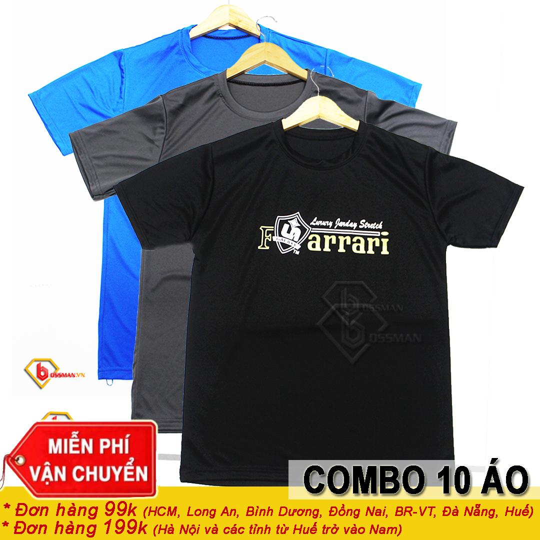 Combo 10 áo thun nam thun co giãn - màu ngẫu nhiên