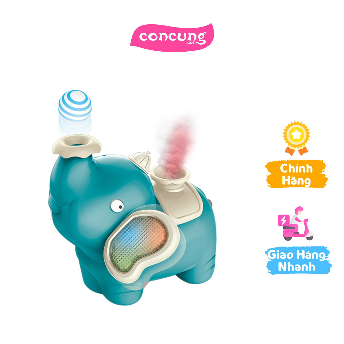 Chú voi thổi bóng và phun sương có nhạc, đèn JS056834