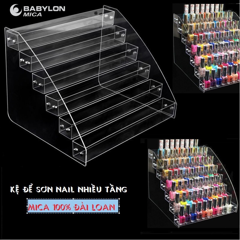 Kệ để sơn mica khay đựng son môi, đồ nail, mỹ phẩm nhiều tầng