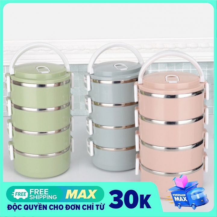 [HCM]Hộp Đựng Cơm Văn Phòng 4 Tầng Vỏ Lúa Mạch Lõi Inox Giữ Nhiệt Cực Tốt Siêu Tiện Lợi Phù Hợp Học Sinh Sinh Viên Nhân Viên Văn Phòng
