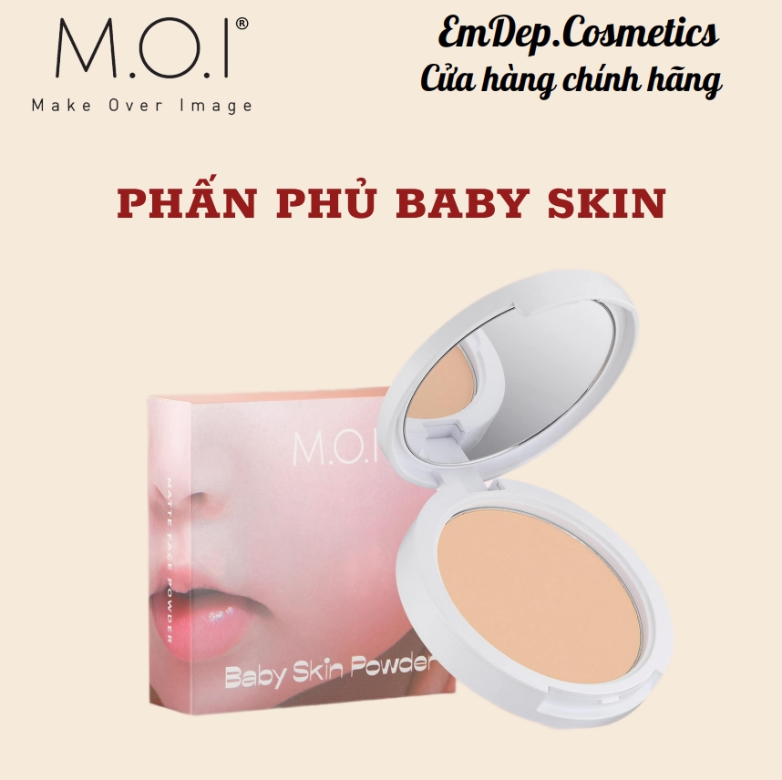 Phấn phủ MOI Baby Skin Powder MOI Cosmetics giúp che phủ mềm mượt