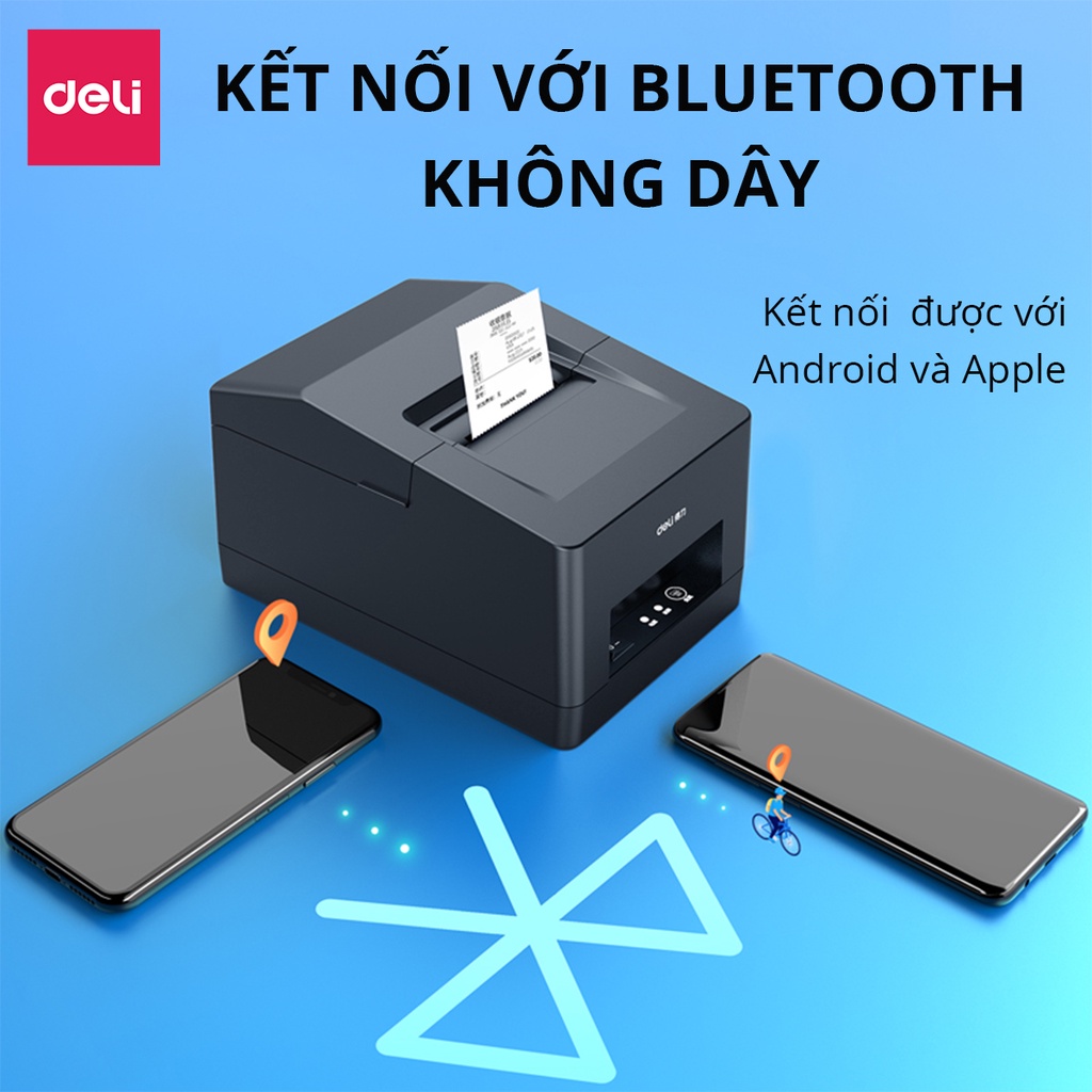 Máy In Hóa Đơn Không Dây Deli - Kết Nối USB, Máy Tính - In Bill Nhiệt DL